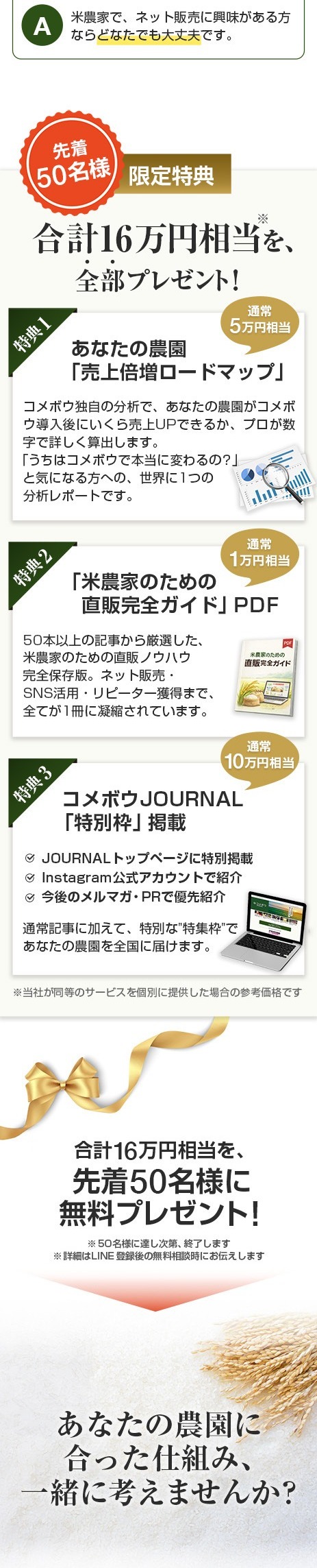 先着50名様限定特典 - 合計16万円相当